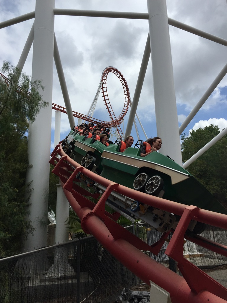 Riding a roller coaster